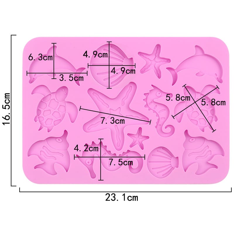 My Store Silicon Mould Ocean-Themed 12-Cavity Marine Life Silicon Craft Mould