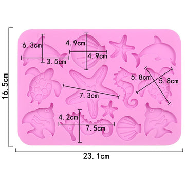 My Store Silicon Mould Ocean-Themed 12-Cavity Marine Life Silicon Craft Mould