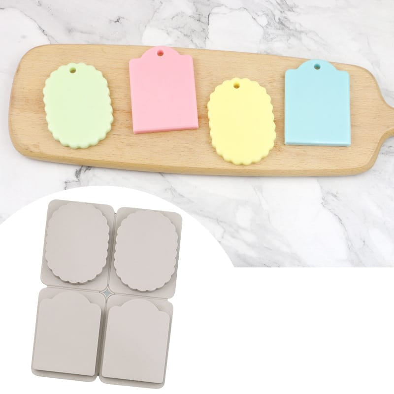 My Store Silicon Mould 4-Cavity Oval & Arch Tag Multi-Purpose Mould for DIY Concrete Art, Scented Wax Sachets, Resin Crafts, Soap Making & Cake Making Silicone Mould