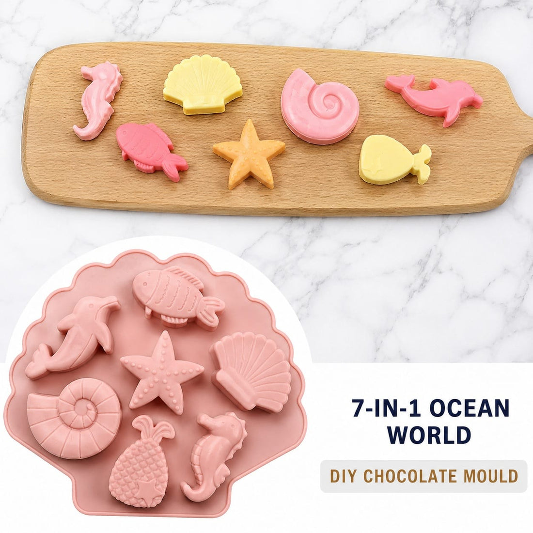 GENERIC 7-In-1 Ocean World Silicone Chocolate Mould – Sea Theme DIY Mould
