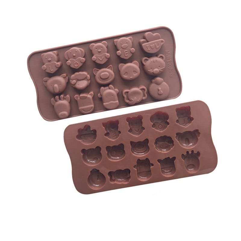 GENERIC 15-Cavity Cute Animal Silicone Chocolate Mould – 21 × 10.5 CM
