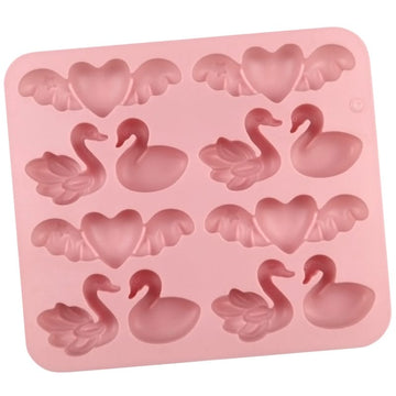 generic 12 Cavity Swan & Winged Heart Silicone Mould | Swan Love Heart DIY Casting Mould