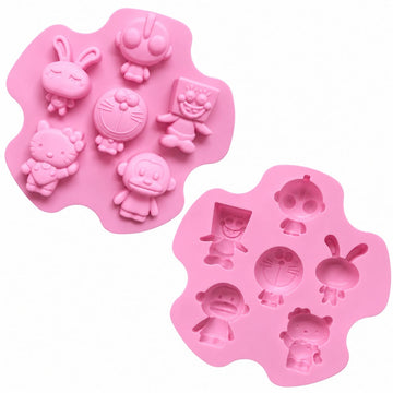 generic 6-Cavity Cartoon Character Silicone Mould – 24 × 23.4 CM | Assorted Character Design