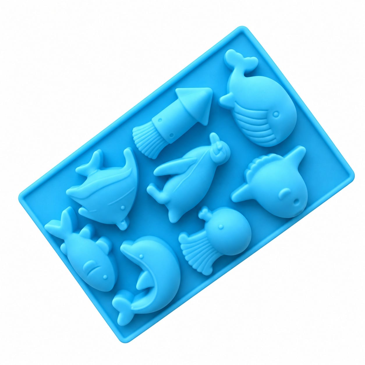 Rainbow India 8-Cavity Sea Animal Silicone Mould – Assorted Ocean Creature Design