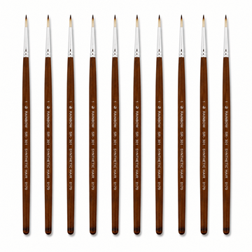 Rainbow India No. 1 Pointed Round Synthetic Hair Detail Paint Brush – Pack Of 10 Pieces