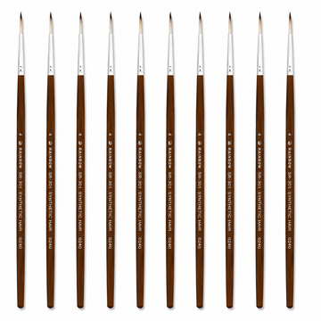 Rainbow India No. 4 Pointed Round Synthetic Hair Detail Paint Brush – Pack Of 10 Pieces