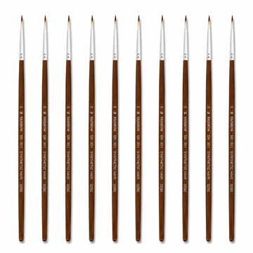 Rainbow India No. 5 Pointed Round Synthetic Hair Detail Paint Brush – Pack Of 10 Pieces