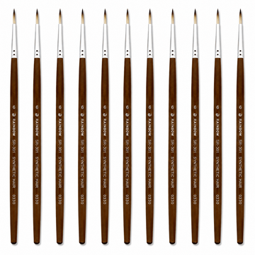 Rainbow India No. 6 Pointed Round Synthetic Hair Detail Paint Brush – Pack Of 10 Pieces