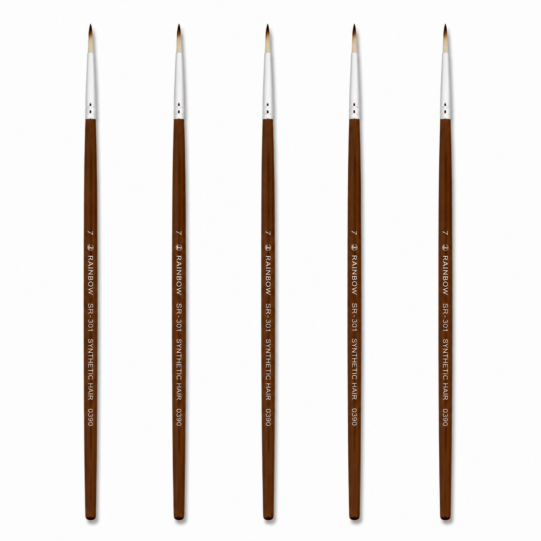 Rainbow India No. 7 Pointed Round Synthetic Hair Detail Paint Brush – Pack Of 5 Pieces