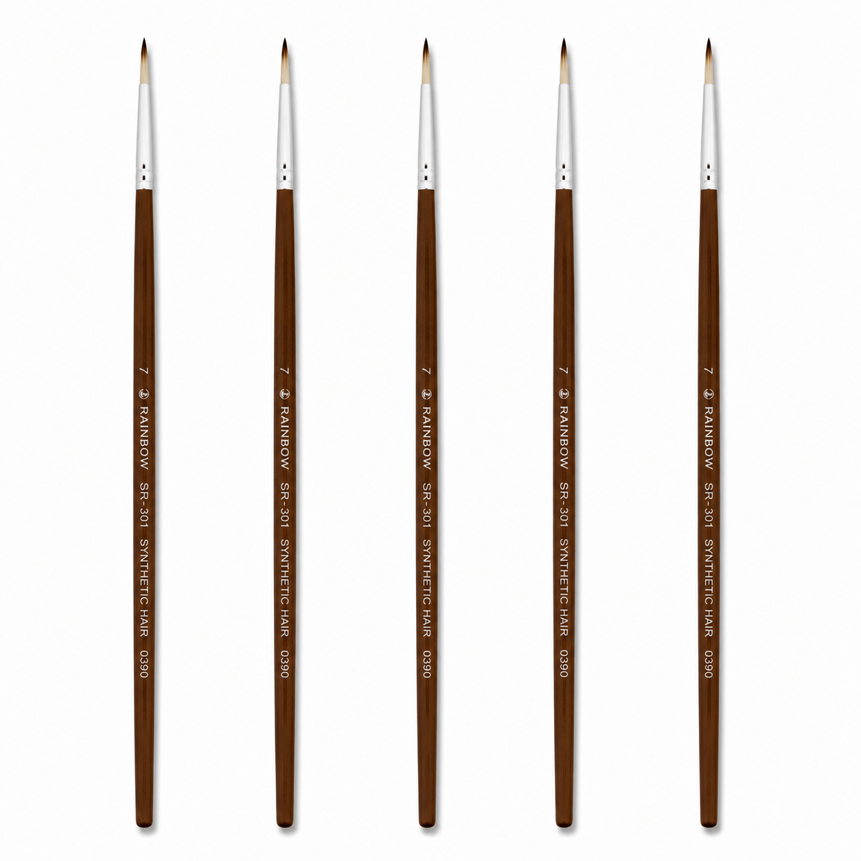 Rainbow India No. 7 Pointed Round Synthetic Hair Detail Paint Brush – Pack Of 5 Pieces