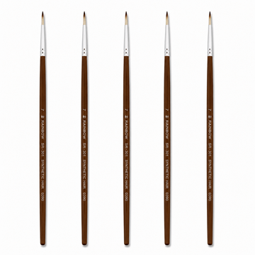 Rainbow India No. 7 Pointed Round Synthetic Hair Detail Paint Brush – Pack Of 5 Pieces