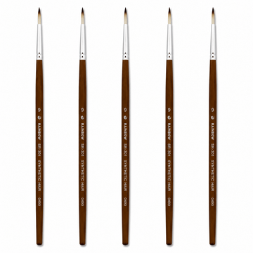 Rainbow India No. 9 Pointed Round Synthetic Hair Detail Paint Brush – Pack Of 5 Pieces