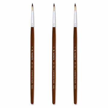 Rainbow India No. 11 Pointed Round Synthetic Hair Detail Paint Brush – Pack Of 3 Pieces