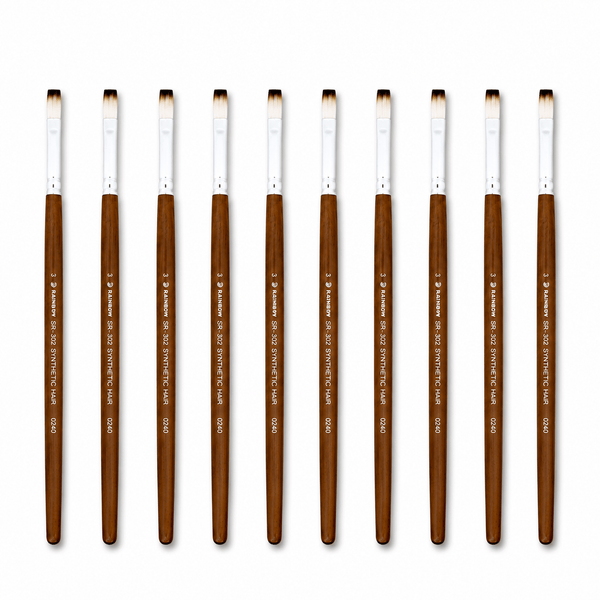 Rainbow India No. 3 Flat Synthetic Hair Paint Brush – Pack Of 10 Pieces