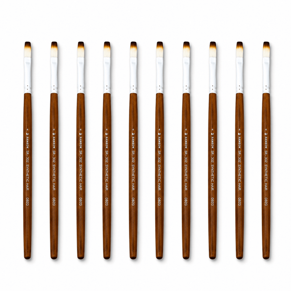 Rainbow India No. 4 Flat Synthetic Hair Paint Brush – Pack Of 10 Pieces
