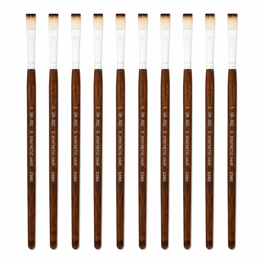 Rainbow India No. 5 Flat Synthetic Hair Paint Brush – Pack Of 10 Pieces