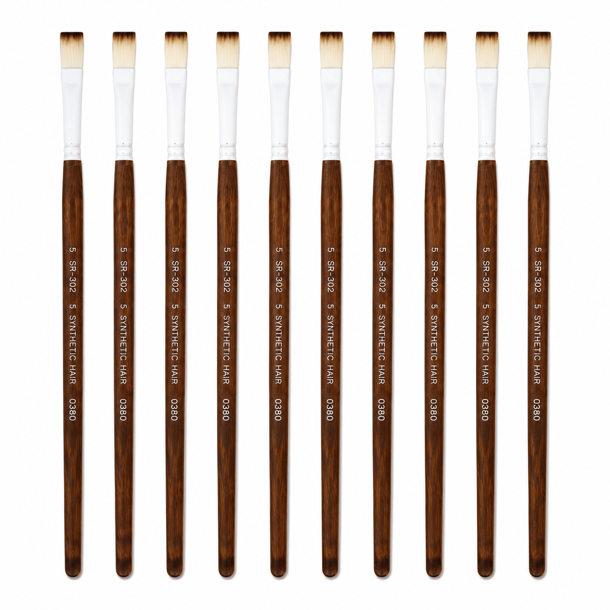Rainbow India No. 5 Flat Synthetic Hair Paint Brush – Pack Of 10 Pieces
