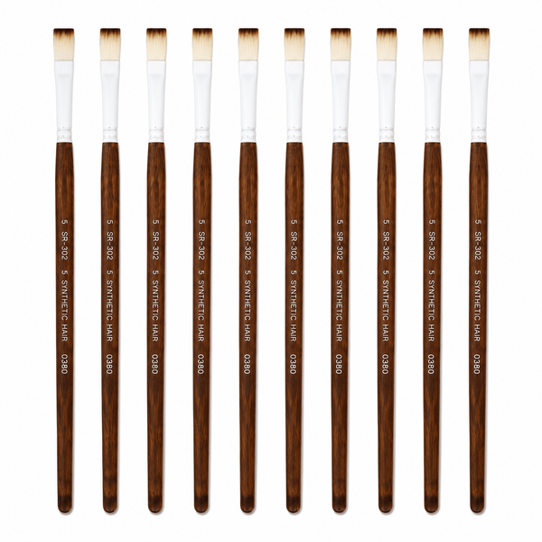 Rainbow India No. 5 Flat Synthetic Hair Paint Brush – Pack Of 10 Pieces