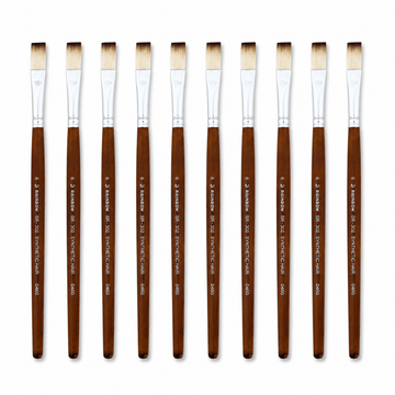Rainbow India No. 6 Flat Synthetic Hair Paint Brush – Pack Of 10 Pieces