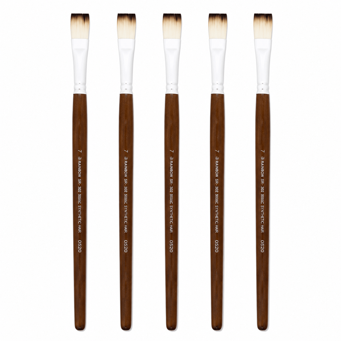 Rainbow India No. 7 Flat Synthetic Hair Paint Brush – Pack Of 5 Pieces