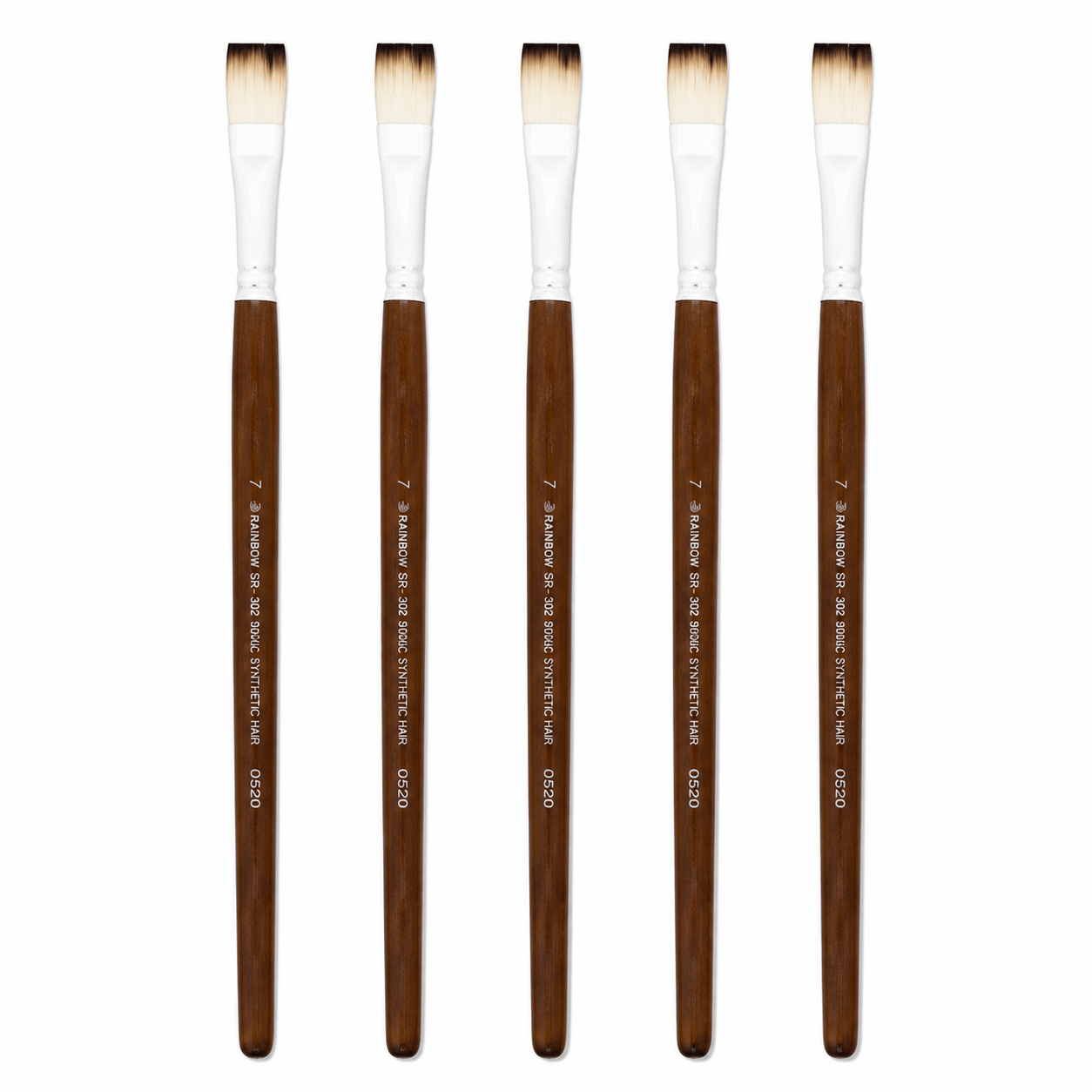 Rainbow India No. 7 Flat Synthetic Hair Paint Brush – Pack Of 5 Pieces