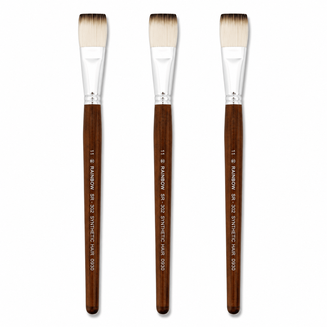 Rainbow India No. 11 Flat Synthetic Hair Paint Brush – Pack Of 3 Pieces