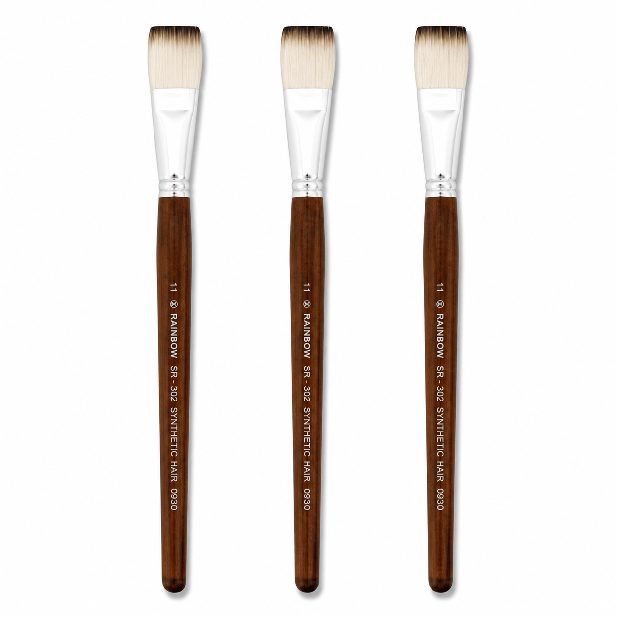 Rainbow India No. 11 Flat Synthetic Hair Paint Brush – Pack Of 3 Pieces