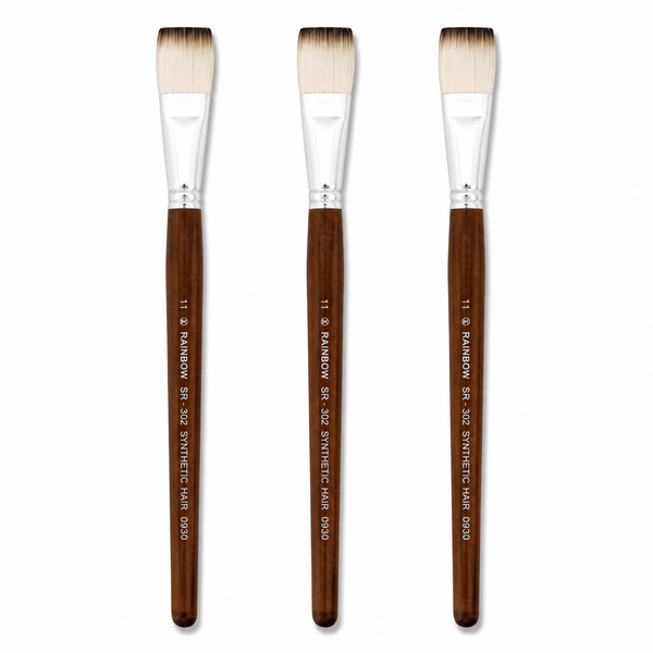 Rainbow India No. 11 Flat Synthetic Hair Paint Brush – Pack Of 3 Pieces