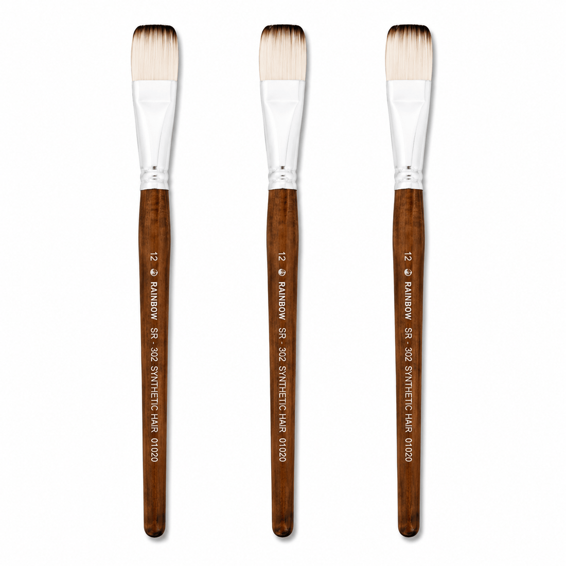 Rainbow India No. 12 Flat Synthetic Hair Paint Brush – Pack Of 3 Pieces