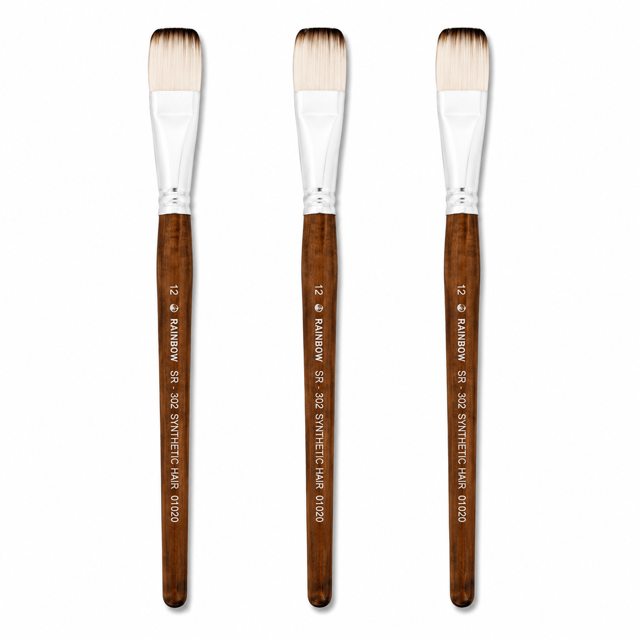 Rainbow India No. 12 Flat Synthetic Hair Paint Brush – Pack Of 3 Pieces
