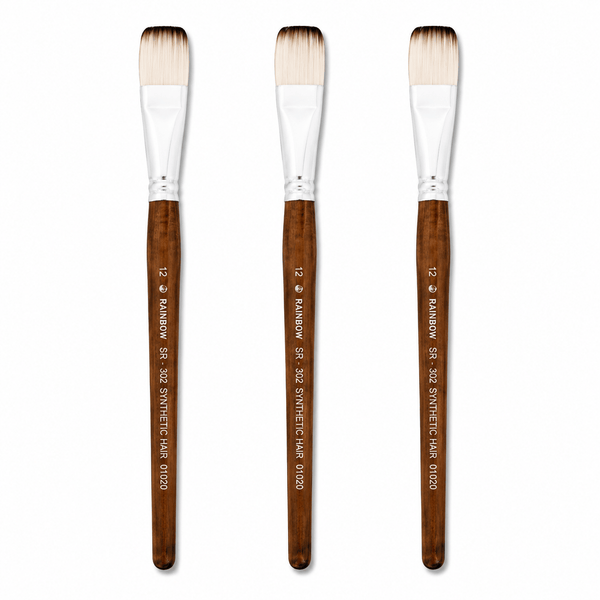 Rainbow India No. 12 Flat Synthetic Hair Paint Brush – Pack Of 3 Pieces