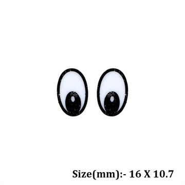 Crafteria Black 16 x 10.7mm Oval Eyes Flat Base