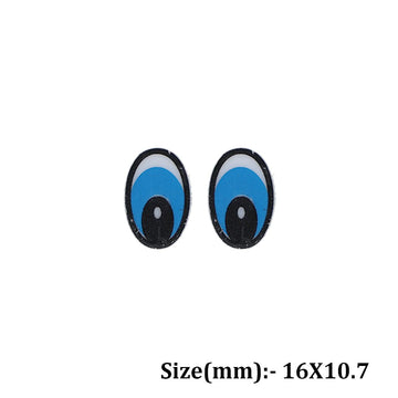 Crafteria Blue 16 x 10.7mm Oval Eyes Flat Base