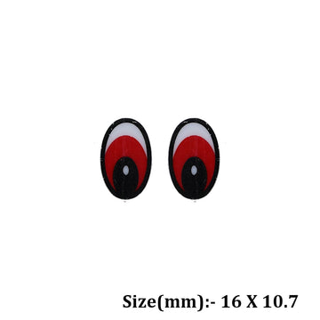 Crafteria Red 16 x 10.7mm Oval Eyes Flat Base