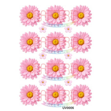 Crafteria L.Pink Daisy Flowers UV DTF Sticker