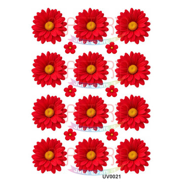 Crafteria Red Daisy Flowers UV DTF Sticker