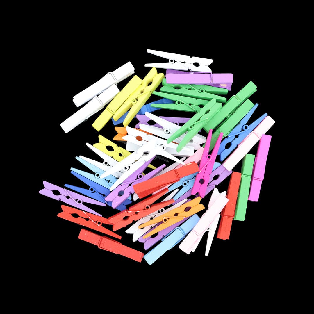 Crafteria 3.5Cm Multi Colour Wooden Clip (20Pcs)