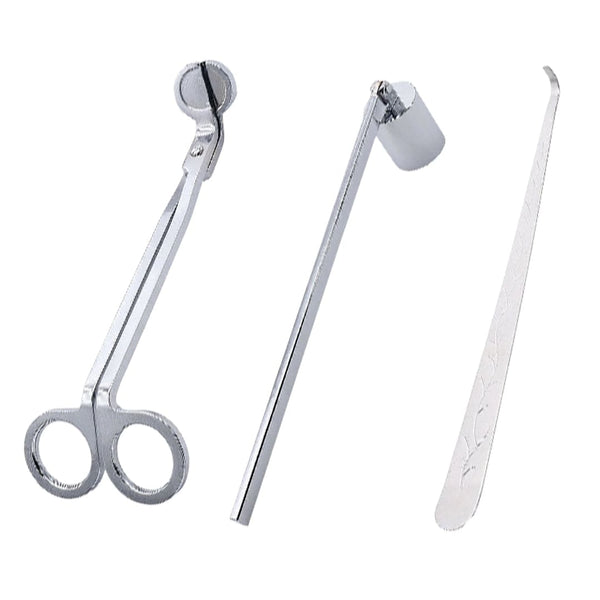 Crafteria Candle Silver 3-in-1 Candle Accessory Set – Trimmer, Dipper & Snuffer