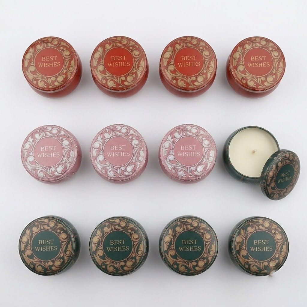 Crafteria 12 Pcs Round Best Wishes Tin Jar